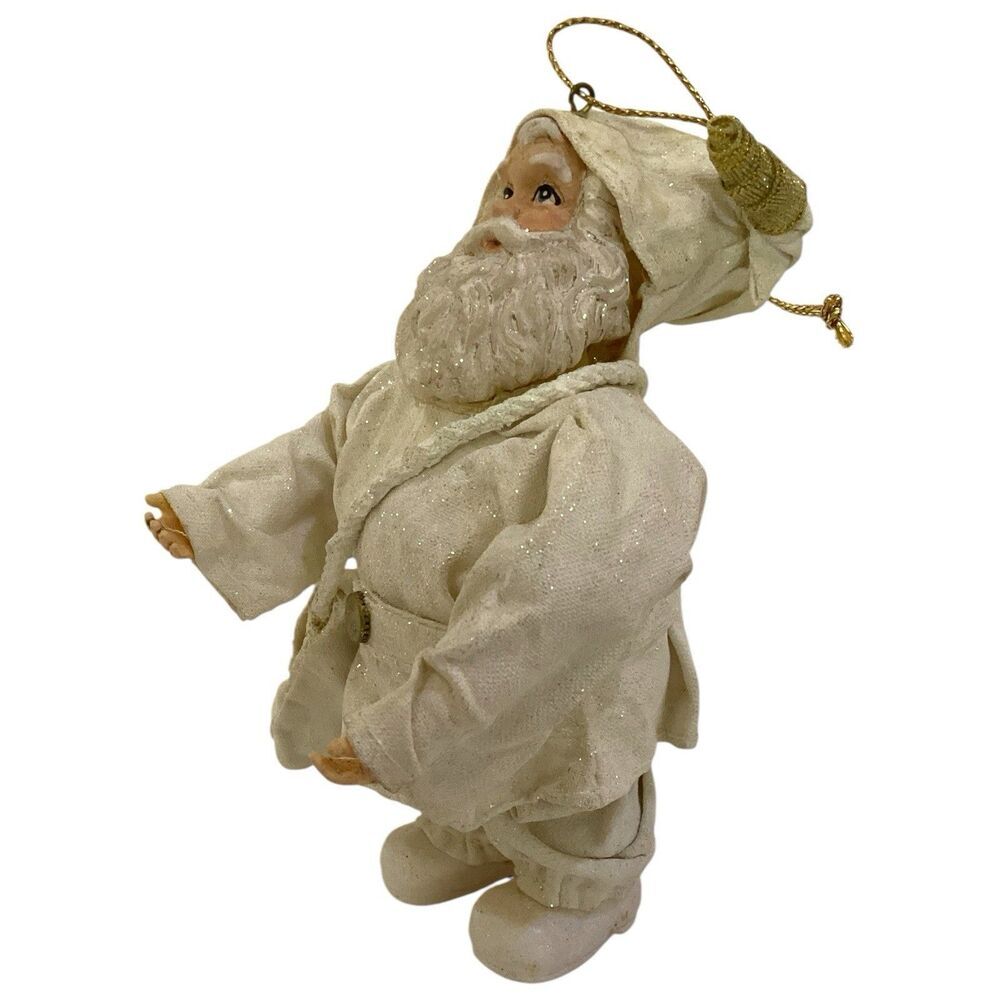 Ceramic & Paper Mache Winterland Santa With Pouch Christmas Ornament - Picture 5 of 7